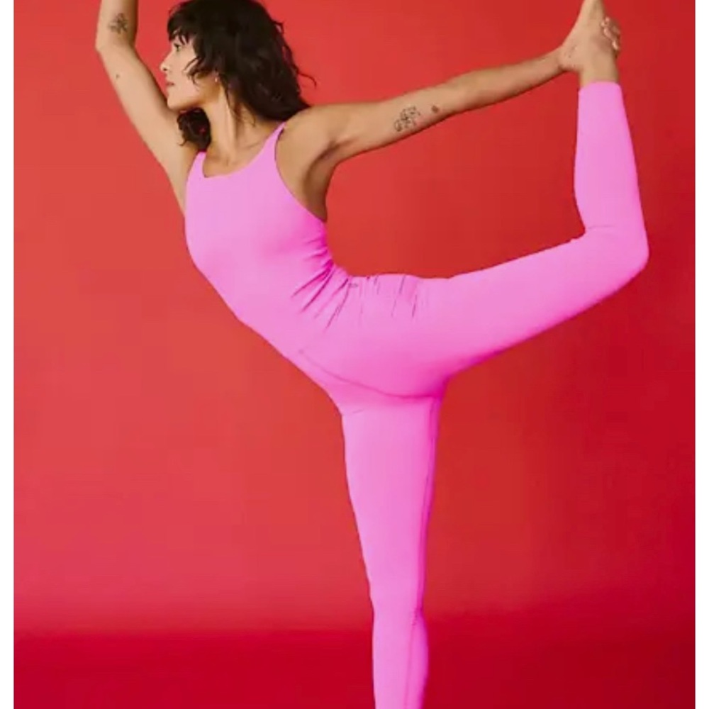 Free people Movement Good Karma High-Neck onesie in pink berry
